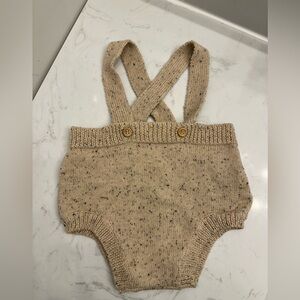 Oat Co Knit Baby Suspender Bloomers - Tan with Speckles